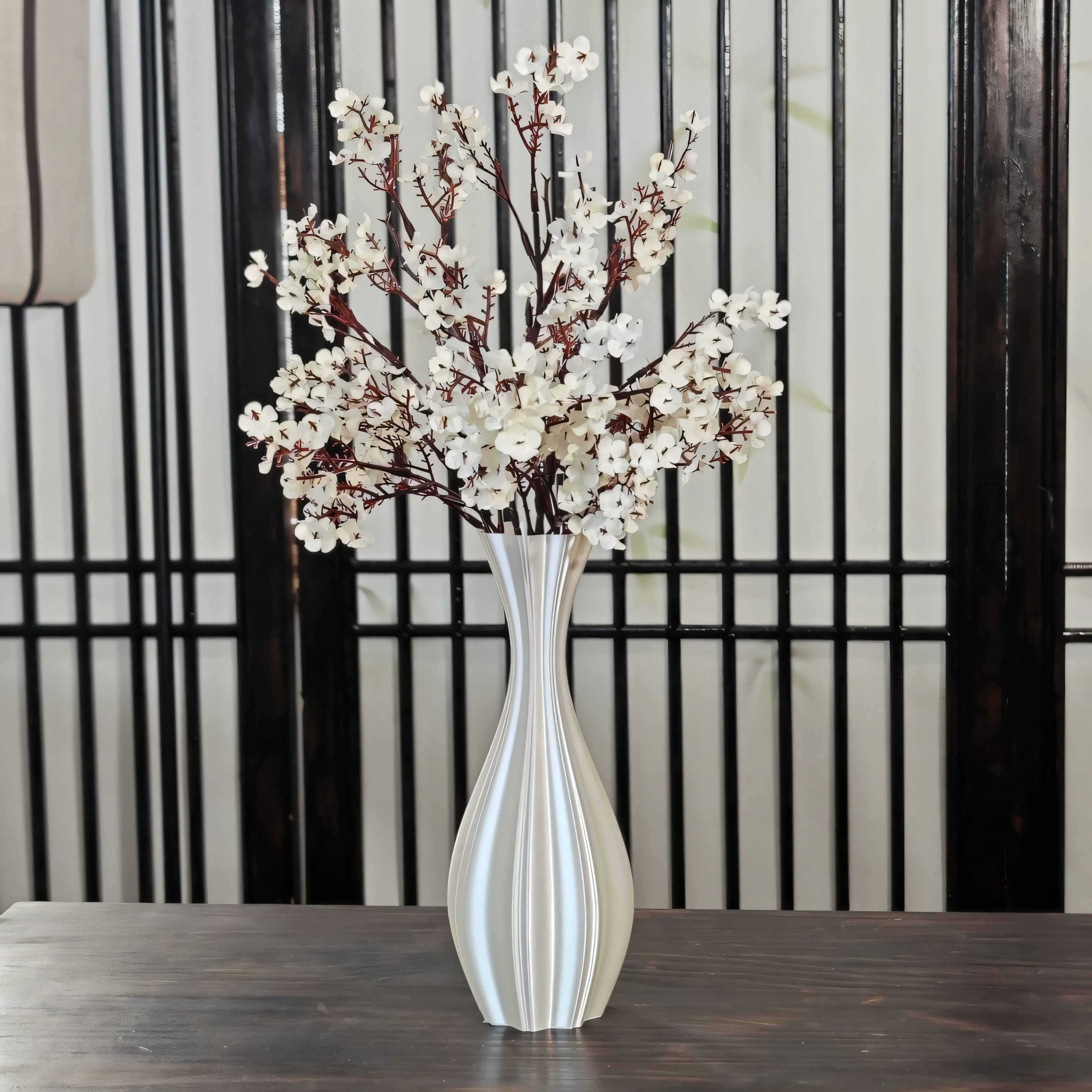 

3D printing creative simple white vase dining table ornament living room flower arrangement advanced sense Internet celebrity