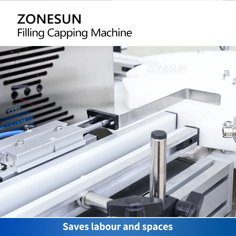 ZONESUN Tabletop Automatic Filling Capping Machine  Line With Conveyor Bottle Loading Perfume Liquid Vial Filler ZS-AFC1Z