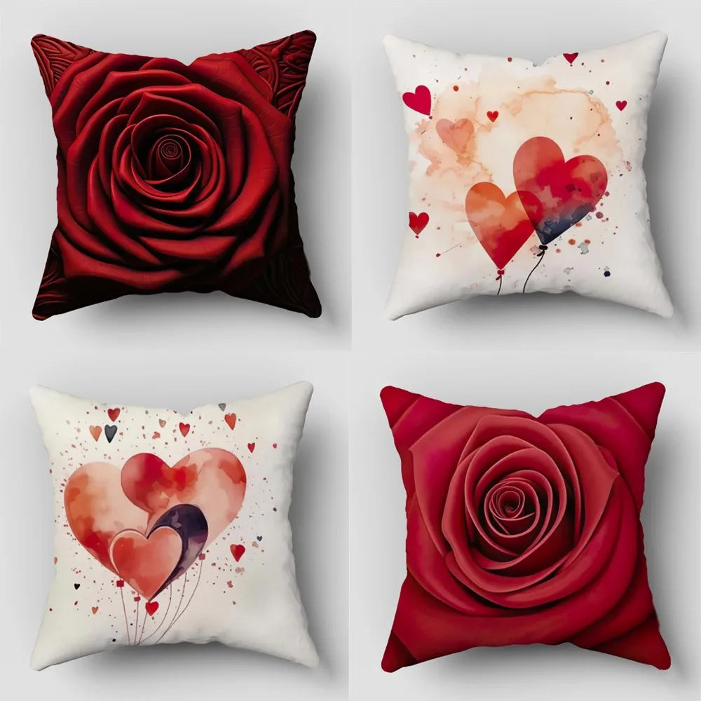 1Pc Personalized Valentine's Day Love Heart Pattern Throw Pillow,Double-Sided Design,Soft Plush Cushion with Insert,Perfect Gift