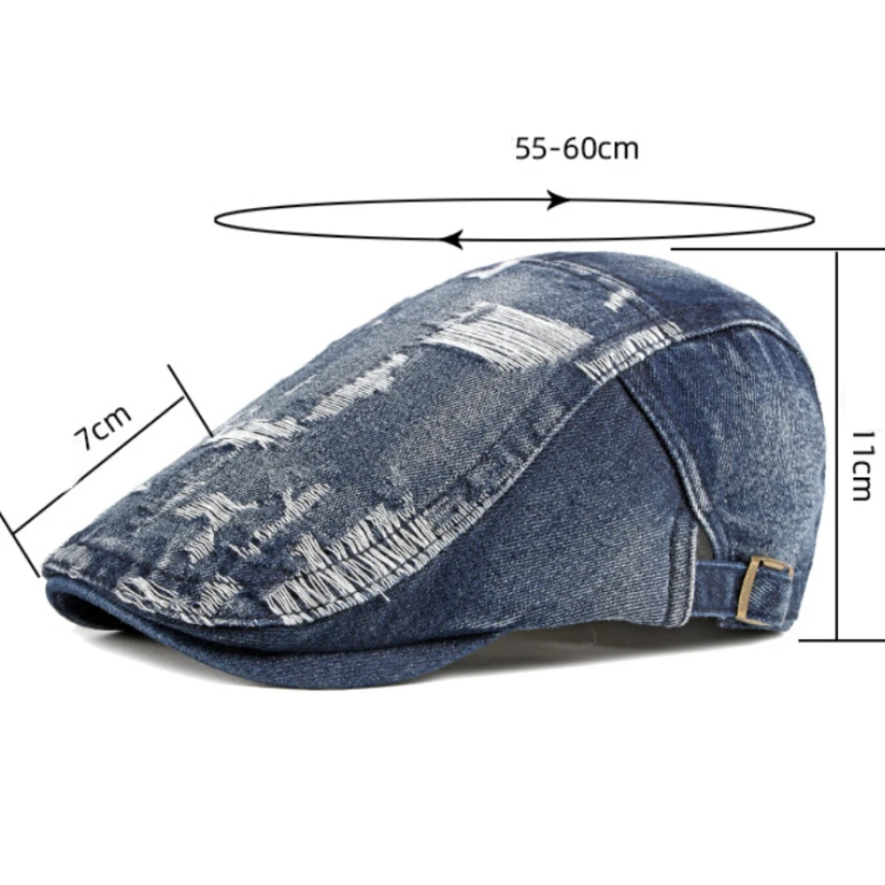 

HT3014 Berets Spring Summer Autumn Denim Caps for Men Women Retro Shabby Beret Hat Male Female Adjustable 100% Cotton Beret Cap