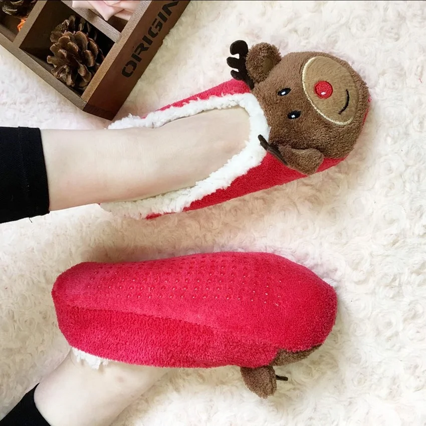 Home Slipper Sock Fluffy Womens Kawaii Plush Christmas Winter Shoes Contton Indoor Funny Cute Female Fuzzy House Shoes Flat Warm