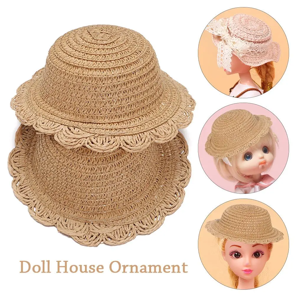 5 Sizes Mini Hand Weaved Hats for 1/81/61/41/3 Doll Mini Hand Weaved Hats Doll Hat Accessories Straw Hat Doll House Accessories