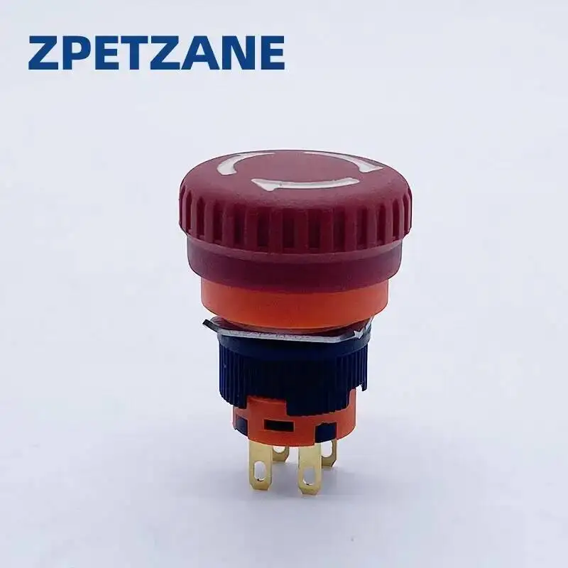Picture 7: 16mm Mounting Emergency Stop Rotary Button Switch 2NC Two Normally Closed Mini Four Foot Mushroom Stop