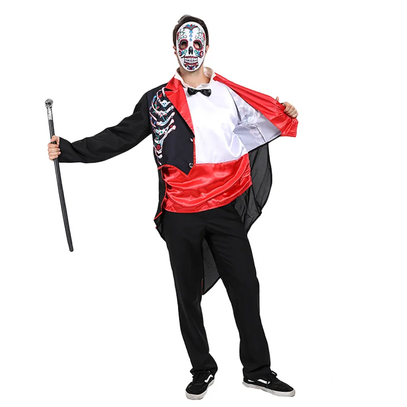 Man Day Of The Dead Scary Cosplay Halloween Skeleton Ghost Costumes Carnival Purim Parade Nightclub Bar Role Playing Party Dress