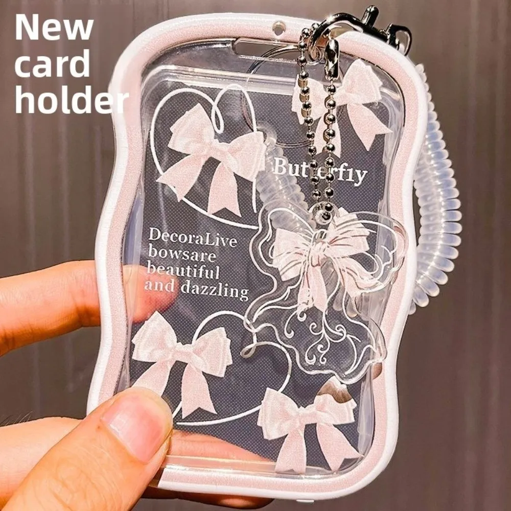 Bowknot Kpop Photocard حامل بطاقات المعبود جمع المفاتيح شفافة صور الأكمام حامي الصورة متعددة الوظائف #2