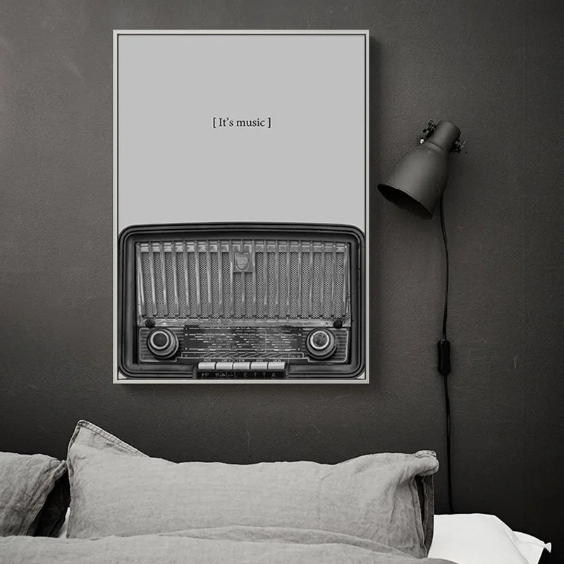 

Black and White Guitar Art Print "Music Till Death" Unframed Canvas Painting Posters For Living Room Bedroom Home Wall Art Decor