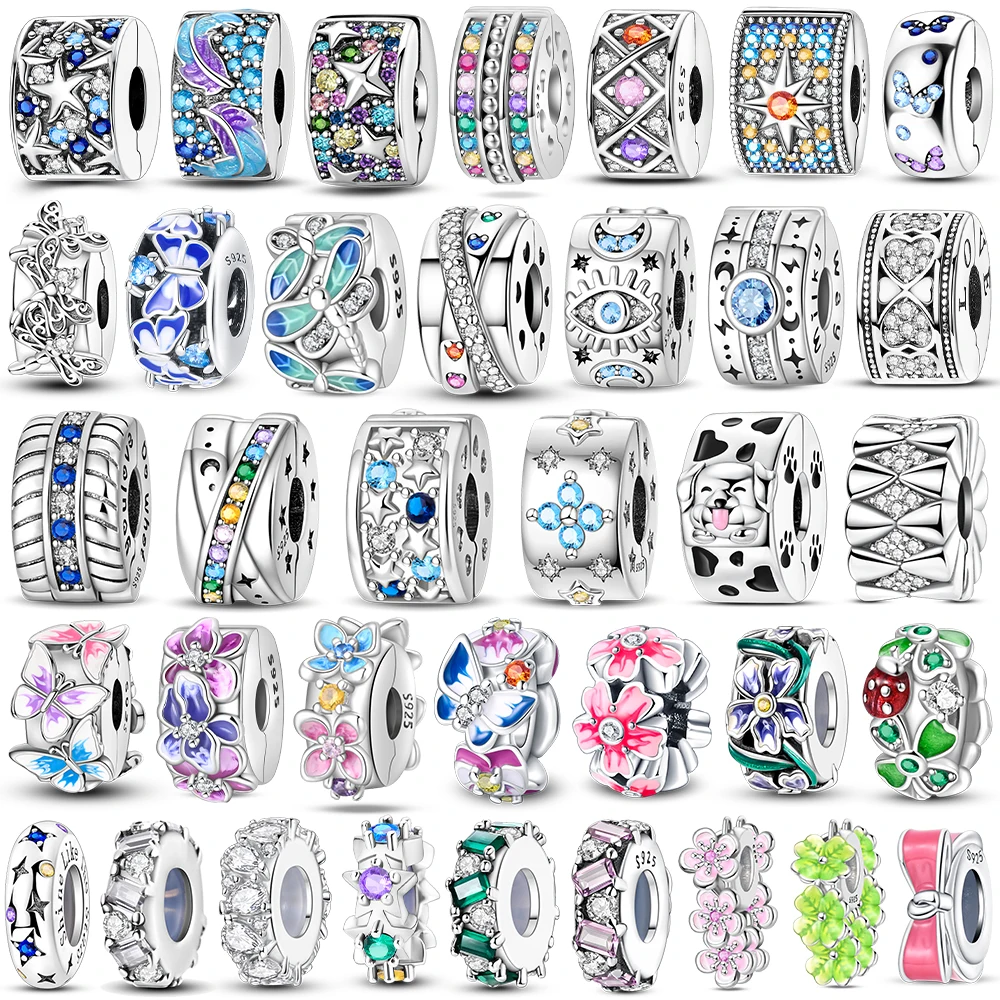 

Original Butterfly Flowers Colorful Zircon Silicone charms Charms 925 Silver Beads Fit Pandach Bracelets Fine DIY Jewelry Gift