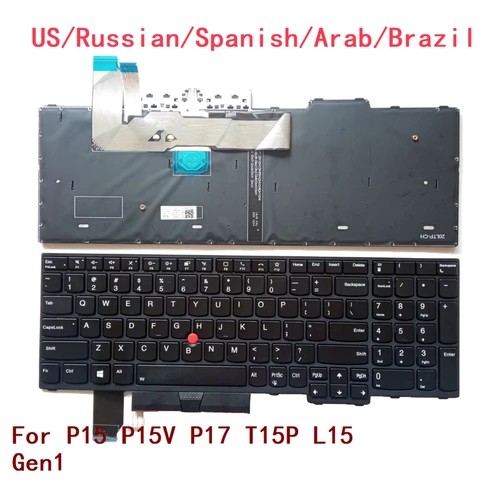 Imagen 1 del producto Teclado retroiluminado para ordenador portátil, accesorio para Lenovo Thinkpad P15, P15V, P17, T15P, L15, Gen1, 5N21D93876, 5N21D93720