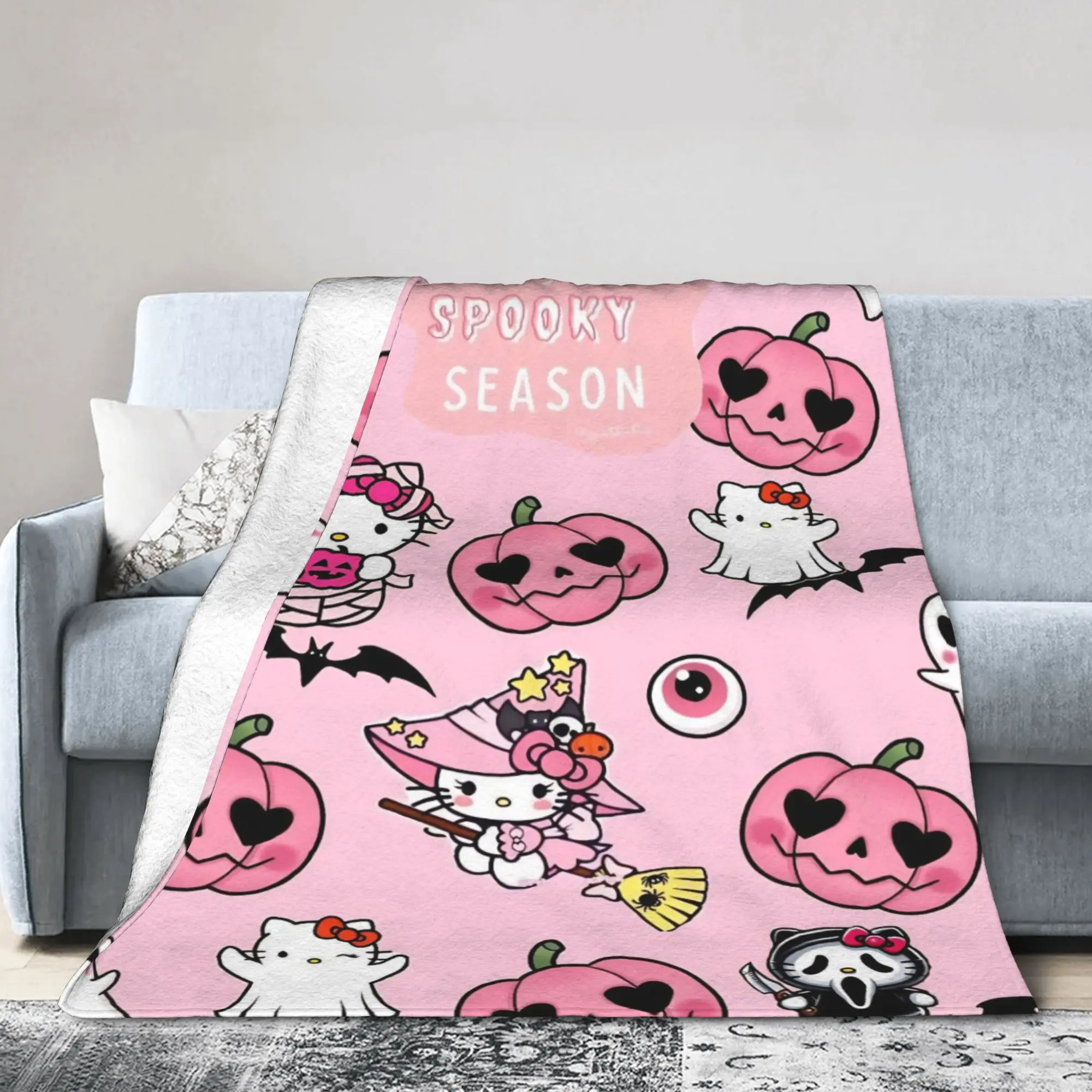 

Хэллоуин Hello Kitty тыквенные одеяла флисовые осенние портативные легкие пледы для постельного белья уличное плюшевое тонкое одеяло
