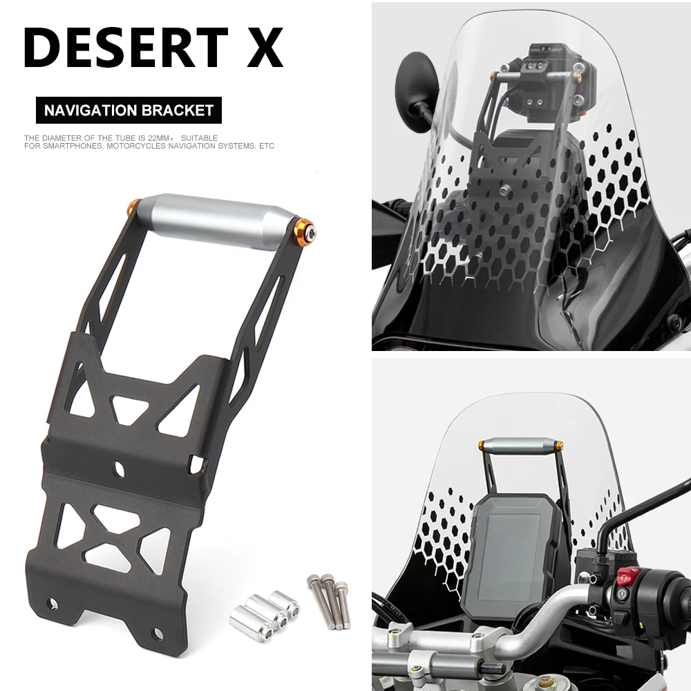 Suporte de Navegação GPS para Motocicleta, Preto Acessórios, Telefone Móvel, Carregamento USB, Ducati DESERT X, Desert X, Novo, 2022