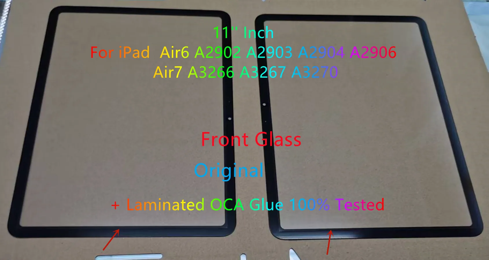 New 11'' Inch For iPad Air 6 Air6 A2902 A2903 A2904 A2906 Air 7 Air7 A3266 A3267 A3270 Touch Screen Front Glass + OCA Glue Test