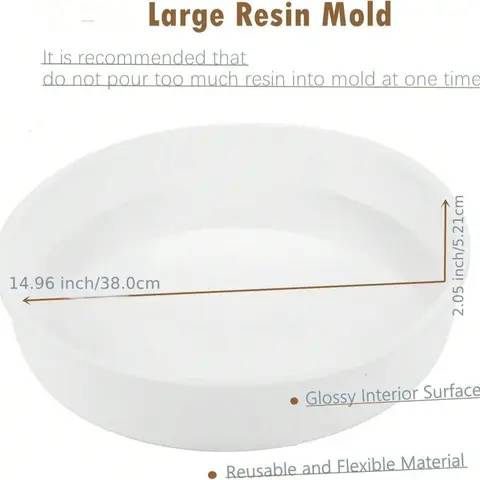 Extra stor rund bordsform av epoxi, 14 tums kartongform av silikon, lämplig för River Tables, DIY-konst, heminredning 6 best sales epoxiform i silikonform - №1