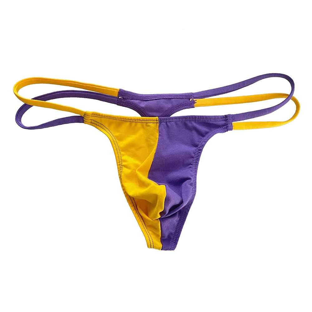 Men Color Matching G-string Thong T-back Underwear Comfortable Low Rise Bulge Pouch Sports Simple Bikini Panties