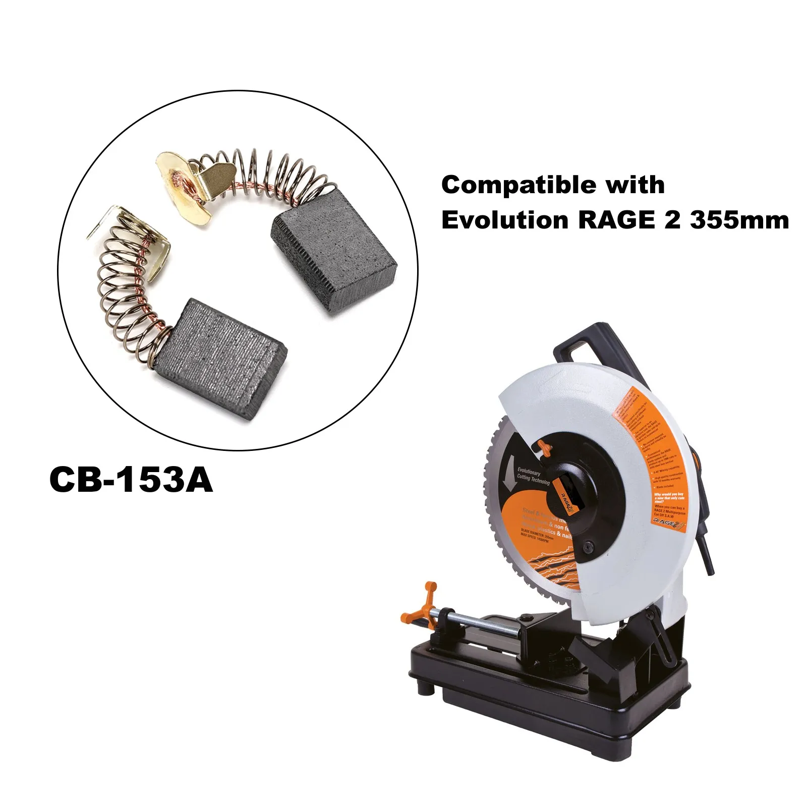 4pcs Cut-off Chop Saw Carbon Brushes CB-153A (17.4x13.3x6.4mm) Compatible with Evolution RAGE 2 355mm