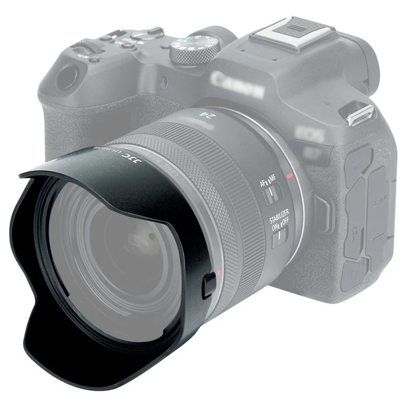 JJC EW-65B Reversible Camera Lens Hood ABS Compatible with Canon EF 24mm/28mm F2.8 IS USM & RF 24mm F1.8 MACRO IS STM Lens Black