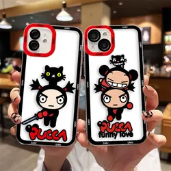Cartoon Pucca Garu Cover Angel Eyes Clear Phone Case For iPhone Apple 15 14 12 13 11 Pro 8 7 SE Plus X XR Case Funda Coque Shell
