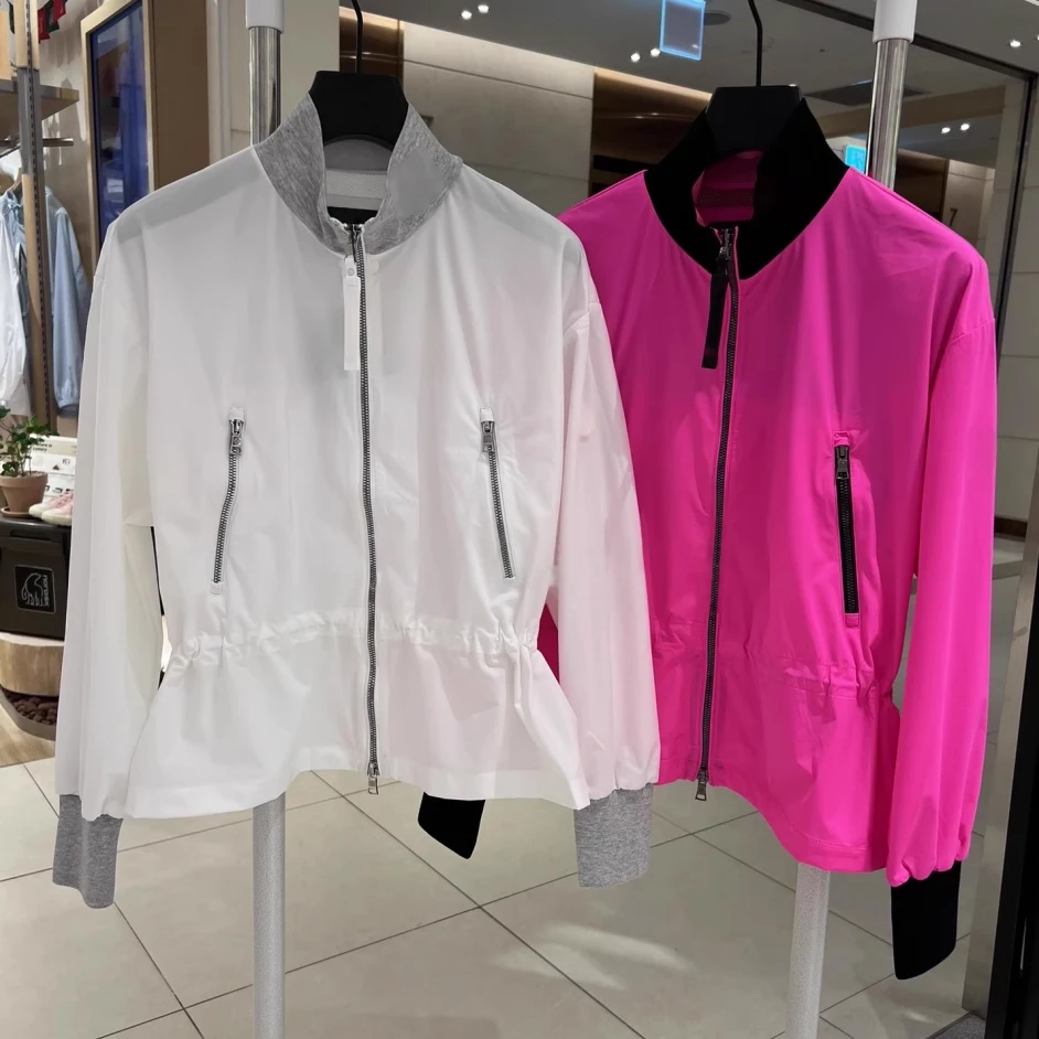 

Новая одежда для гольфа, женская легкая дышащая рубашка для гольфа с воротником-стойкой, ветрозащитная спортивная куртка для гольфа с эластичной резинкой на талии