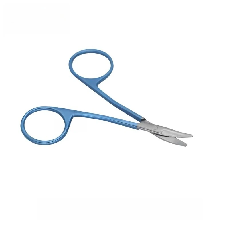 Standard Ring Handle Curved Surgical Scissors With Serrated Cutting Edge Micro Scissors