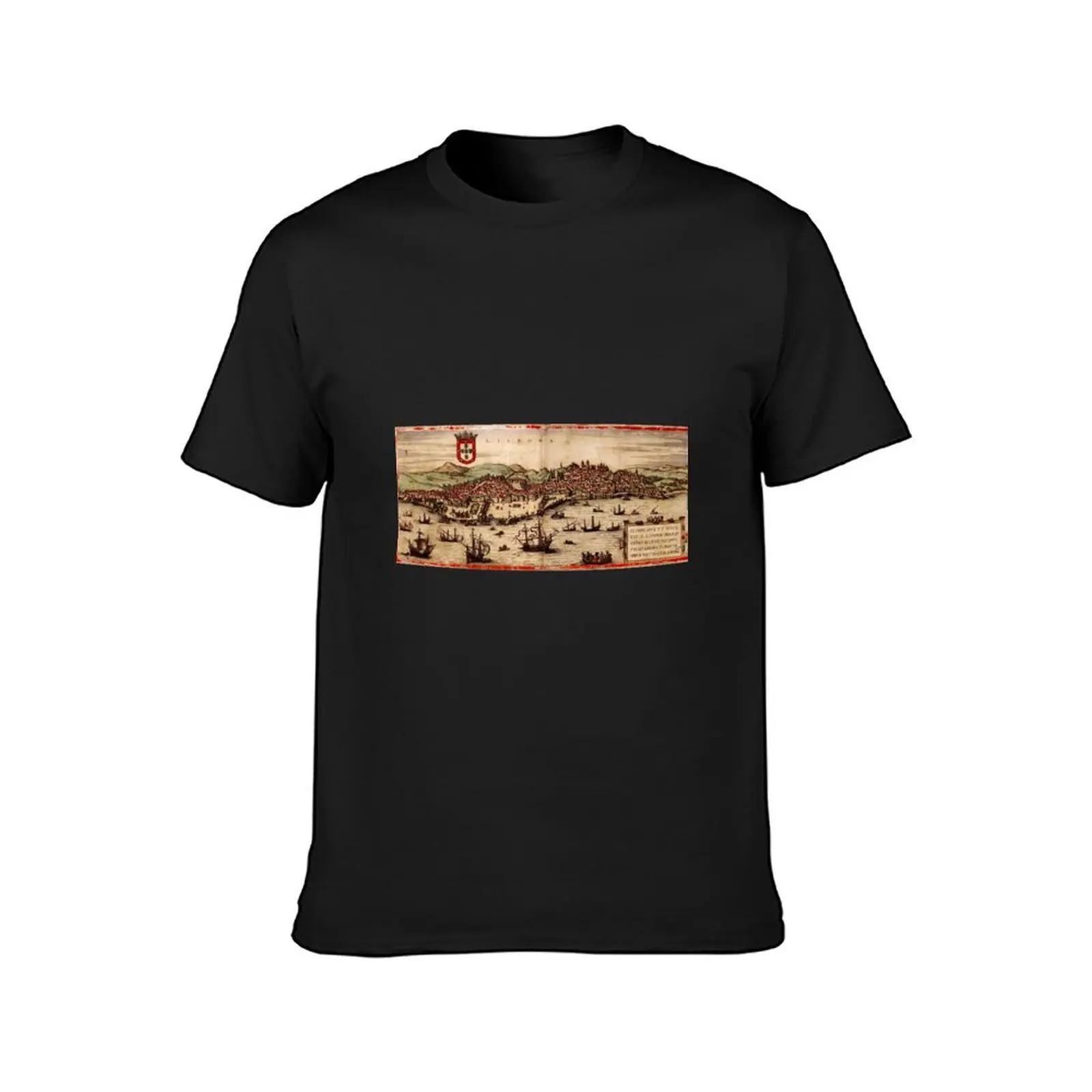 Historical Map of Lisbon, Portugal (1572) T-Shirt graphics cute clothes t shirt men