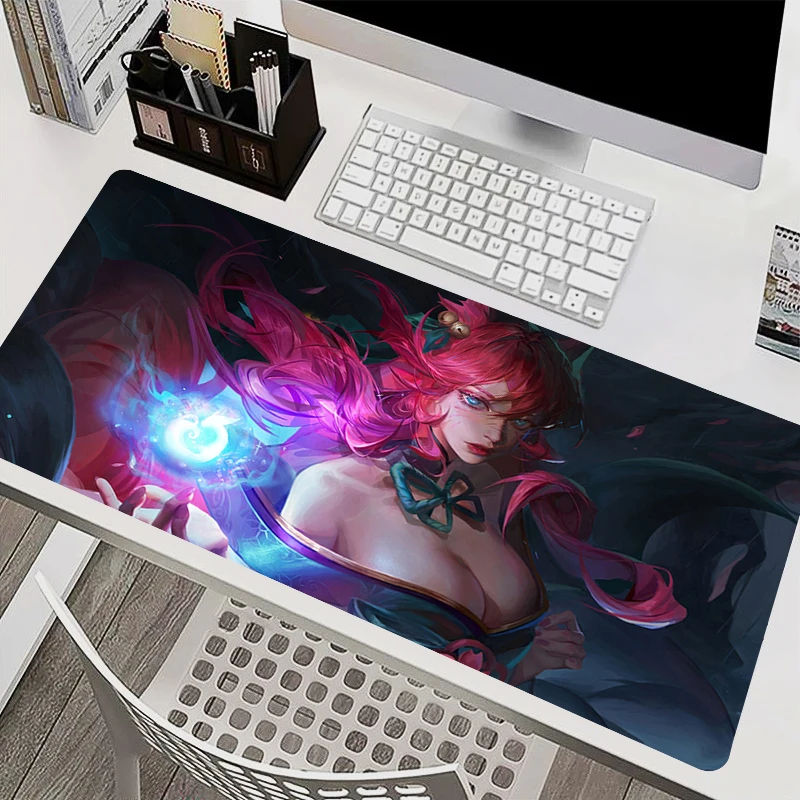 

Ahri League Of Legends Mouse Pad PC Large Anime Gaming Accessories Desktop Mousepad Laptop Kawaii Girl Keyboard Desk Mat Carpet