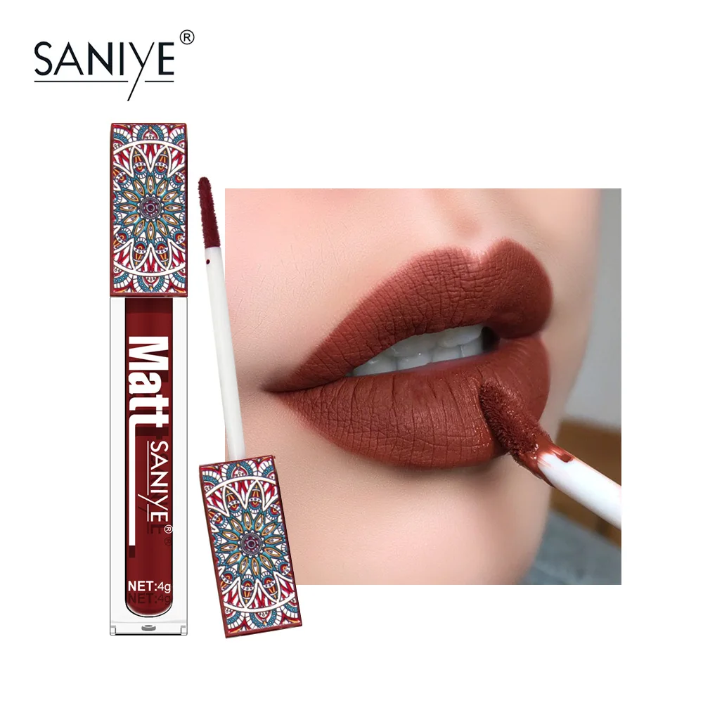 Nude Matte Velvet Lip Gloss Brown Pigment Dark Red Sexy Makeup Lip Glaze antiaderente Cup Waterproof Natural Korean Cosmetics