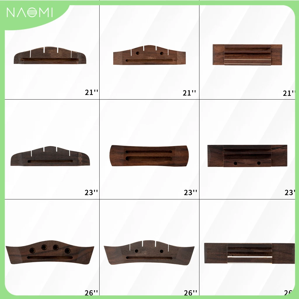 

NAOMI Rosewood Bridge Fit For 21in/23in/26in Soprano/Concert/ Tenor Ukulele Hawaii Guitar Accessories Replacement