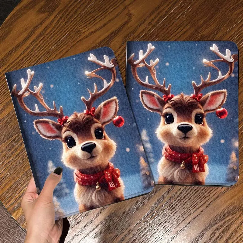 Cartoon Reindeer Snow Scene For iPad Pro Mini Air 1 2 3 4 5 6 7 10 11 th 8 9 gen 11 M4 M5 Foldable Tablet Case Cover