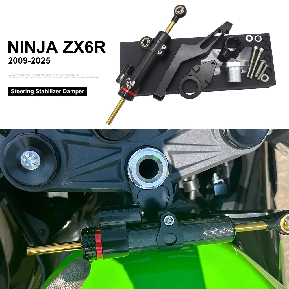 

For Kawasaki Ninja ZX-6R ZX6R 636cc 2009-2025 2024 2023 Motorcycle Accessories NINJA ZX 6R Steering Damper Bracket Mount Kit
