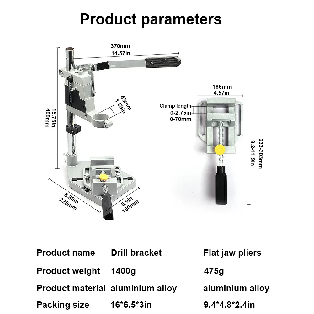 Electric Drill Stand Table Top Drill Fixed Frame Single-Head Aluminum Alloy Electric Drill Base Frame Holder Grinder Accessories