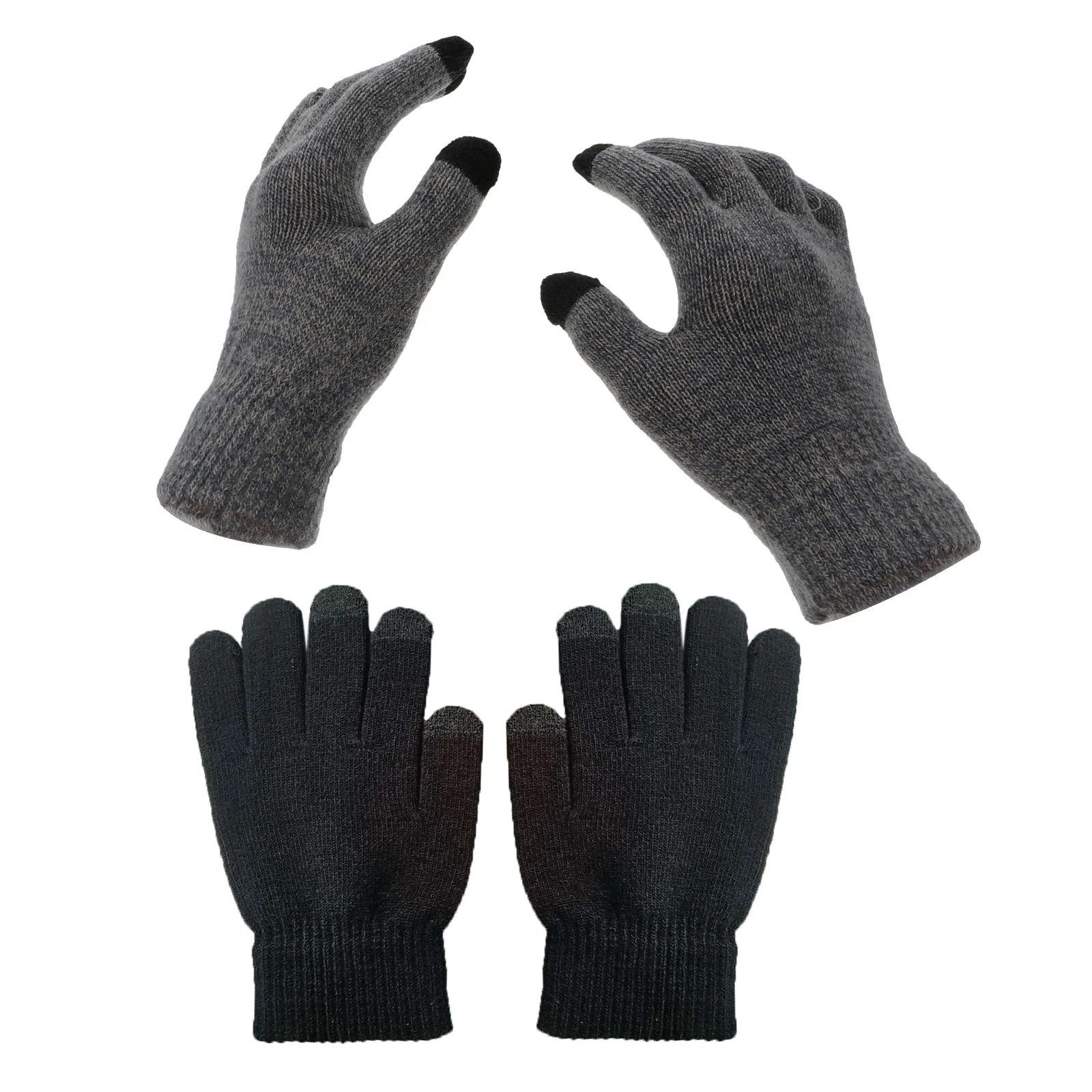 2Pairs قفازات دافئة العزل بطانة خفيفة لينة مريحة نونسليب الدراجات المشي لمسافات طويلة في الهواء الطلق قفازات 3 إصبع لمس