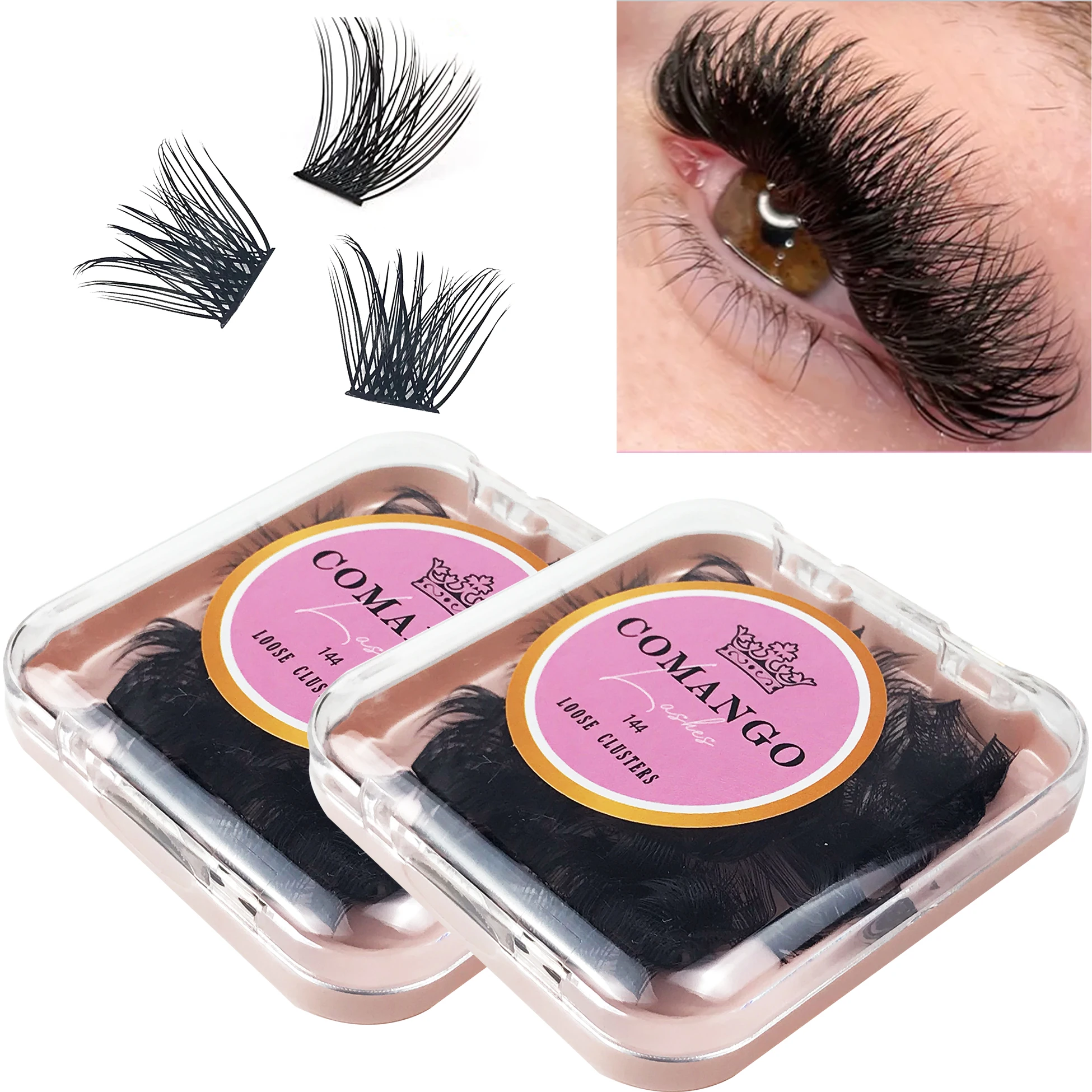 Lash Clusters DIY Eyelash Extensions 144 Clusters C/D Curl 10/12/14/16/18mm Mega Volume Individual Lashes Cluster DIY At Home