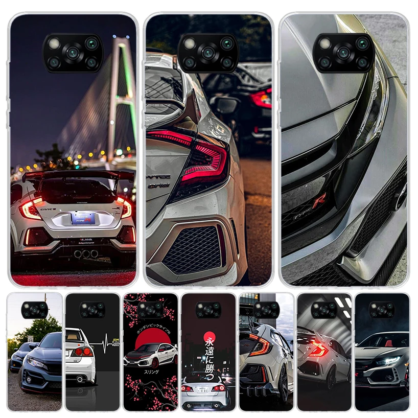 JDM Type R Civic Sport Car Phone Case For Xiaomi Poco X6 X5 X4 X3 Nfc F6 F5 Pro F4 Gt F3 F2 F1 M5S M4 M3 Art Customized Coque Ca