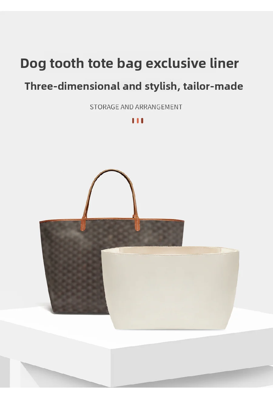 Bag Organizer Insert  For Goyard Tote Bag Lightweight Bag Insert Storage Waterproof Dupont Paper Bag Support Bag Accessories