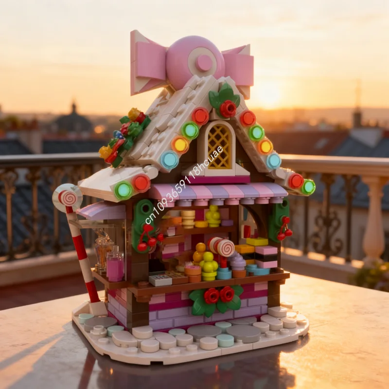 

489pcs MOC Christmas Candy Shop Stall Seasonal Christmased Model Building Blocks Gift Construction Toys DIY Education Brick Kids
