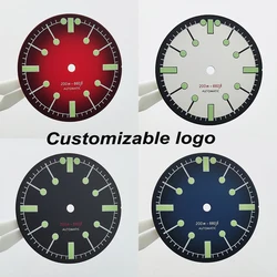 28.5mm New Watch Dial nh35 Sterile Dial Green Luminous Watch Parts Watch Face Fit NH34/NH35/NH36 Movement Customizable logo dial