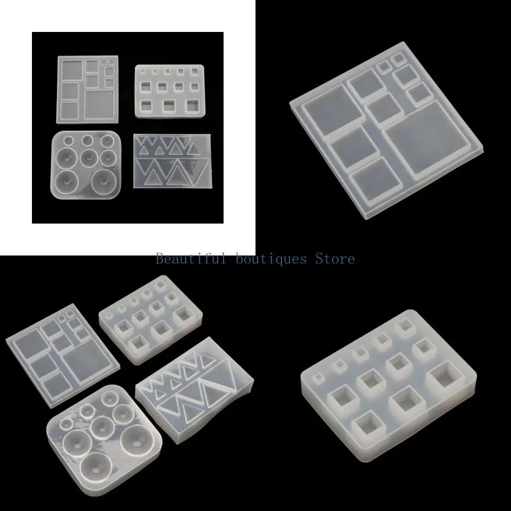 U4LF All Size Square Round for Triangle DIY Geometric Resin Silicone Mold Jewelry Too