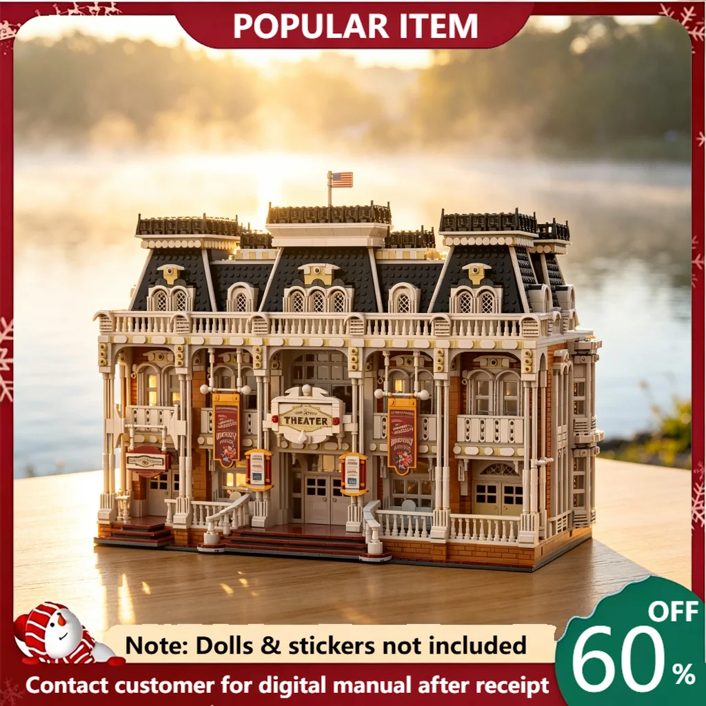 6610PCS MOC Classic European Grand Theater Building Blocks Multi-story Street View Architecture Bricks DIY Assembly Model