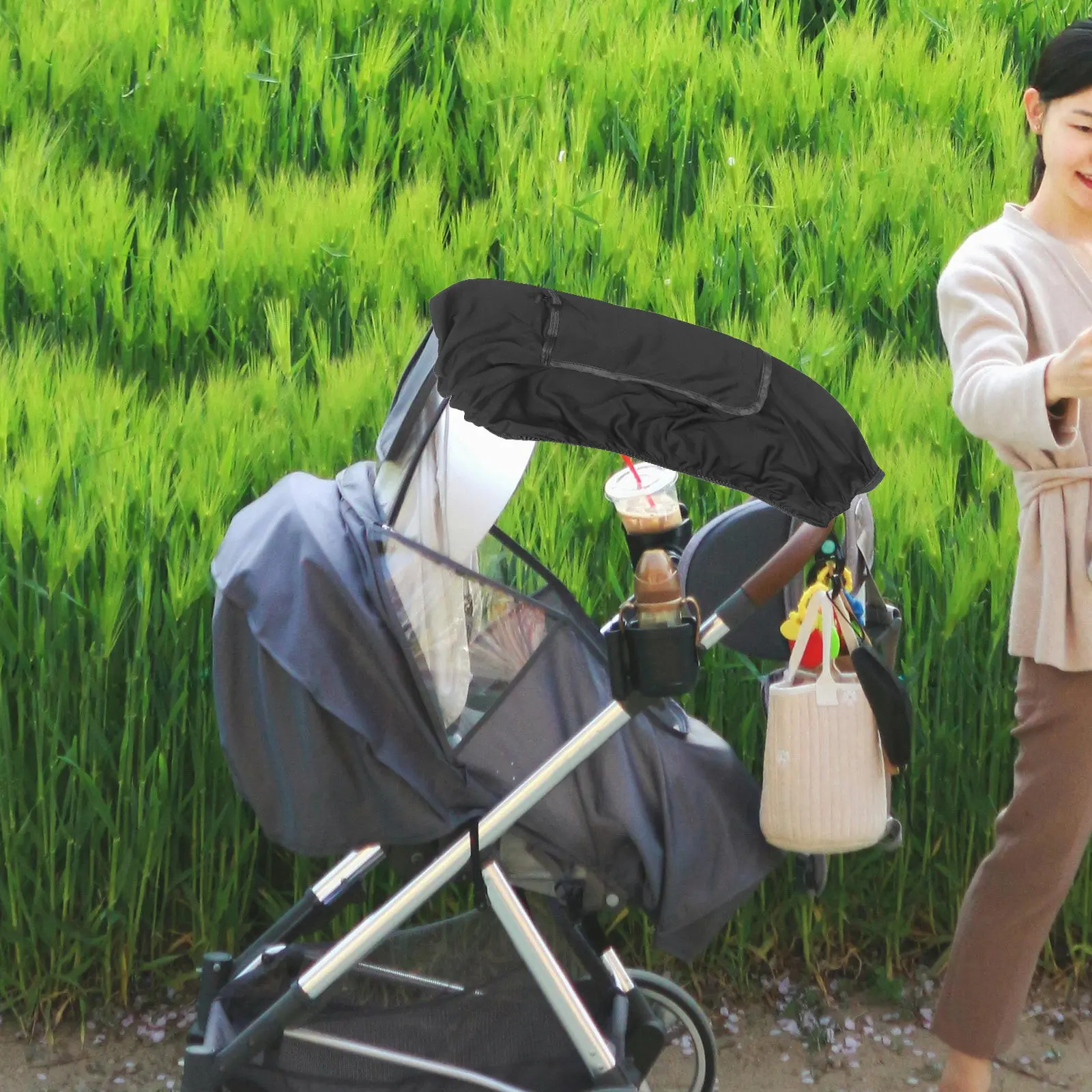 

Baby Stroller Sun Shade Cover Anti-Uv Protection Adjustable Canopy Breathable Sunshade Outdoor Infant Pushchair