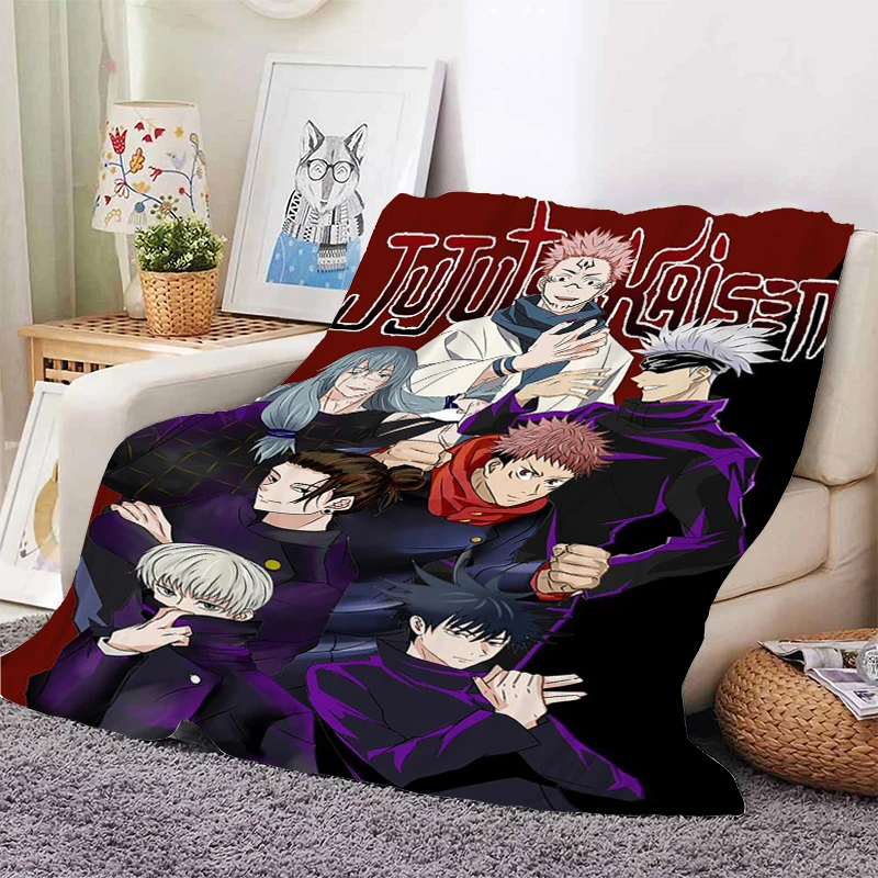 Custom Anime Blanket Sofa B-Sukuna Warm Bed Fleece Camping Nap Fluffy Soft Blankets for Winter King Size Microfiber Bedding