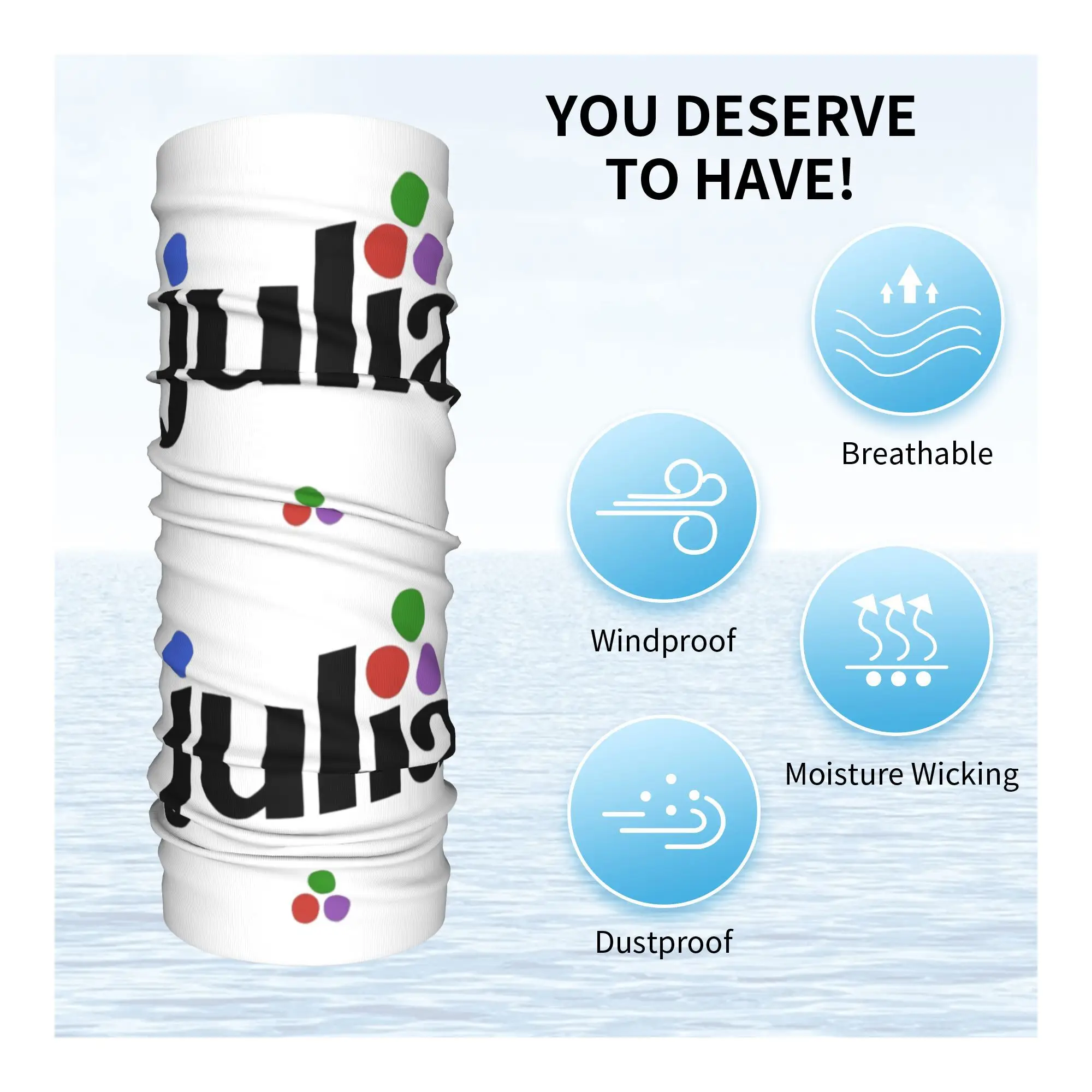 Julia Hex Logo Bandana Neck Cover Printed Wrap Mask Scarf Warm Cycling Scarf Riding For Men Women Adult Washable