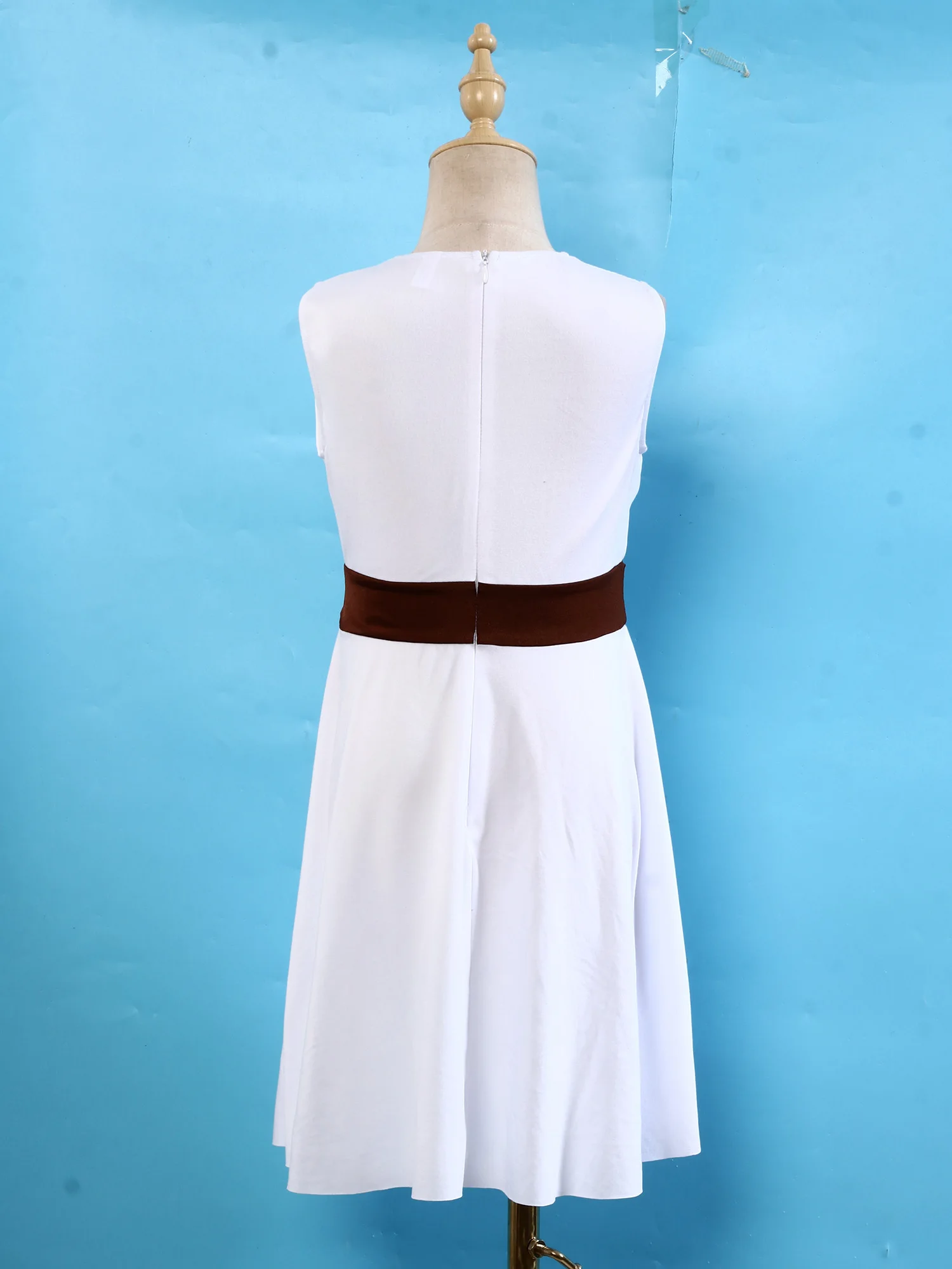 Children Girls V Neck Sleeveless Pleated Dress with Sash Kids Little Adventures Costume Pretend Game Birthday Party Outfits