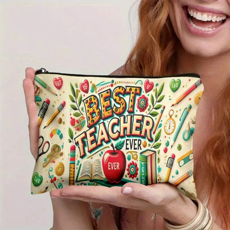 Best Teacher Ever Pencil Case Multi Functional Organizer for Students storage bags Student Stationery Bag Back to School Gift