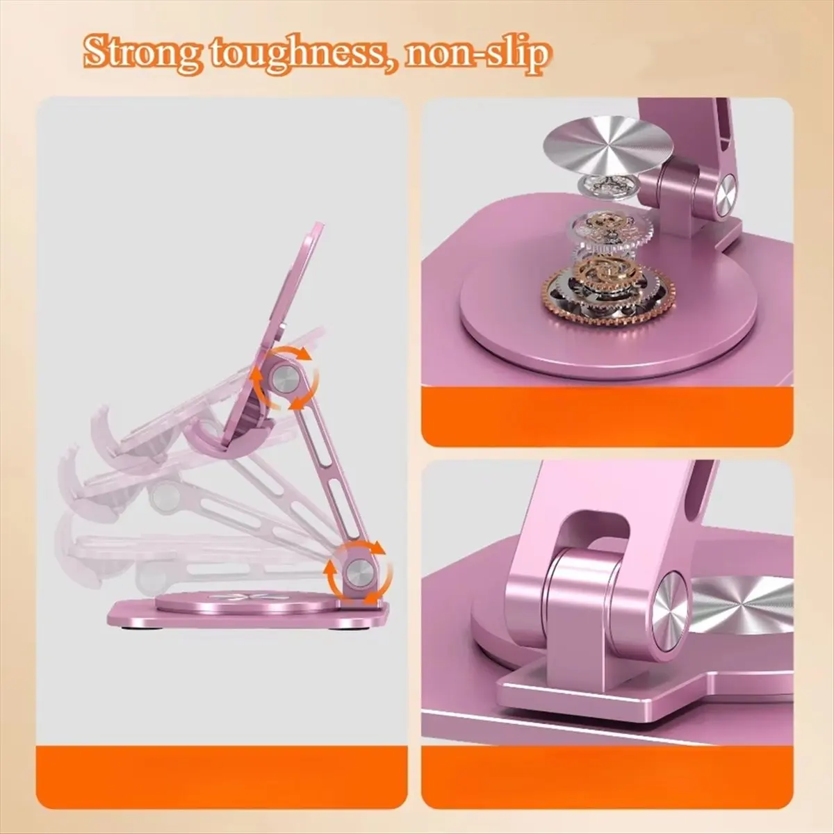 SWXF Phone Stand Aluminum Alloy Butterfly Foldable 360 Degree Rotating Adjustable Within 8inche for Desk Tablet Smartphone