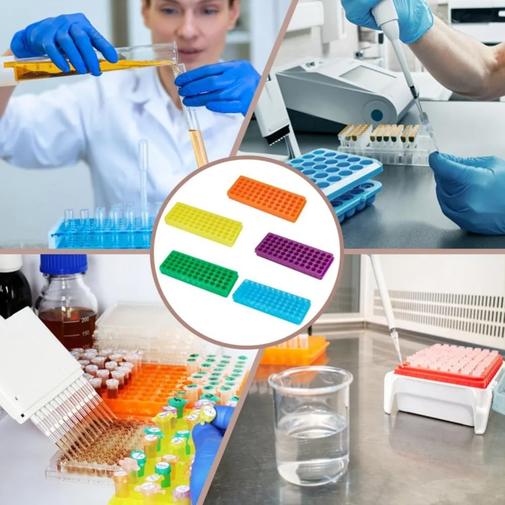 Soporte para tubos de microcentrífuga de polipropileno, Panel doble, soporte para tubos de ensayo de centrífuga de 60 pozos para laboratorio de química, 5 uds.