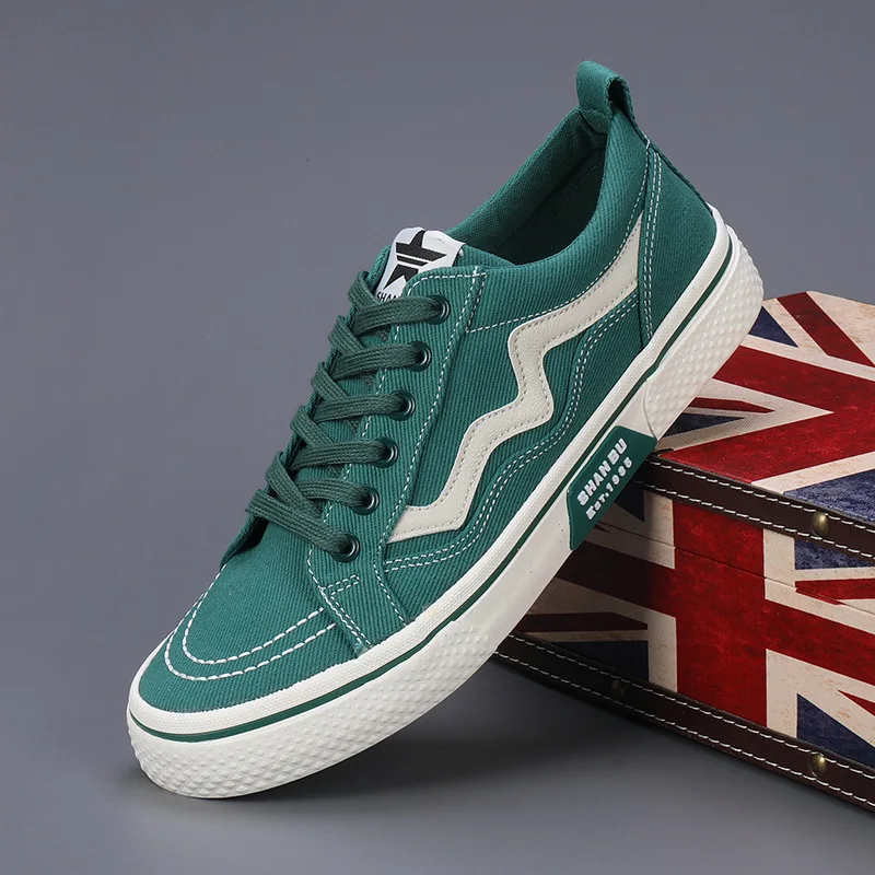 2026 New Men All Black Gray Green Vulcanized Flats Canvas Shoes Fashion New Mens Designer Sneakers Low Canvas Solid Colors Shoes - view 2