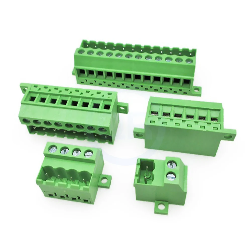 (5 pcs) KF 2EDG - GB - 5.08mm Upper and lower plug-in terminal block with fixed panel locking plate 2-24P 15EDG-GB 5.08