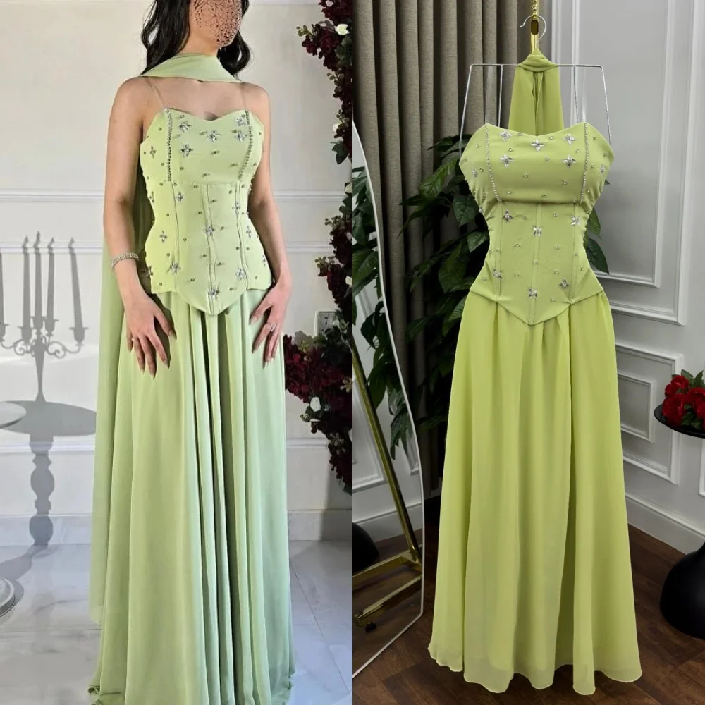 

Customized Exquisite Fashion Chiffon Sequined Rhinestone Pleat Straight Sweetheart Long Dresses Bespoke Occasion Dresses Formal