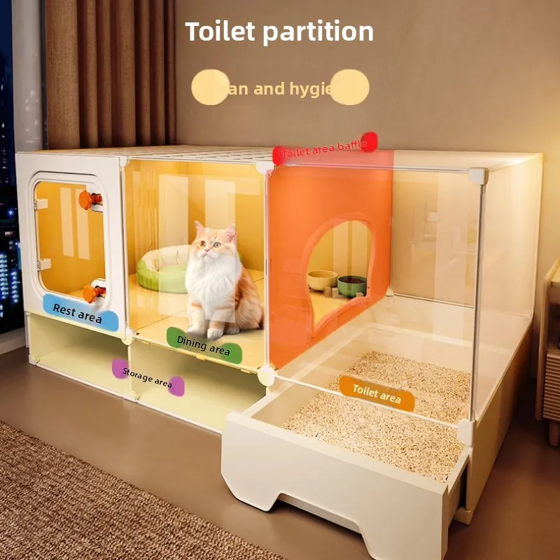 High-View Cats Cage All-in-One Cat Litter Box System Indoor One Room One Hall Setup Kitten House Home Pet Residence Solution