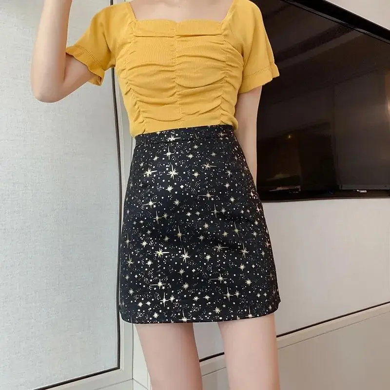 Clothes Wrap High Waist Skirts for Women Mini Women's Skirt Cotton Sequin Tight Short Streetwear Fashion Cheap Stylish Quality V