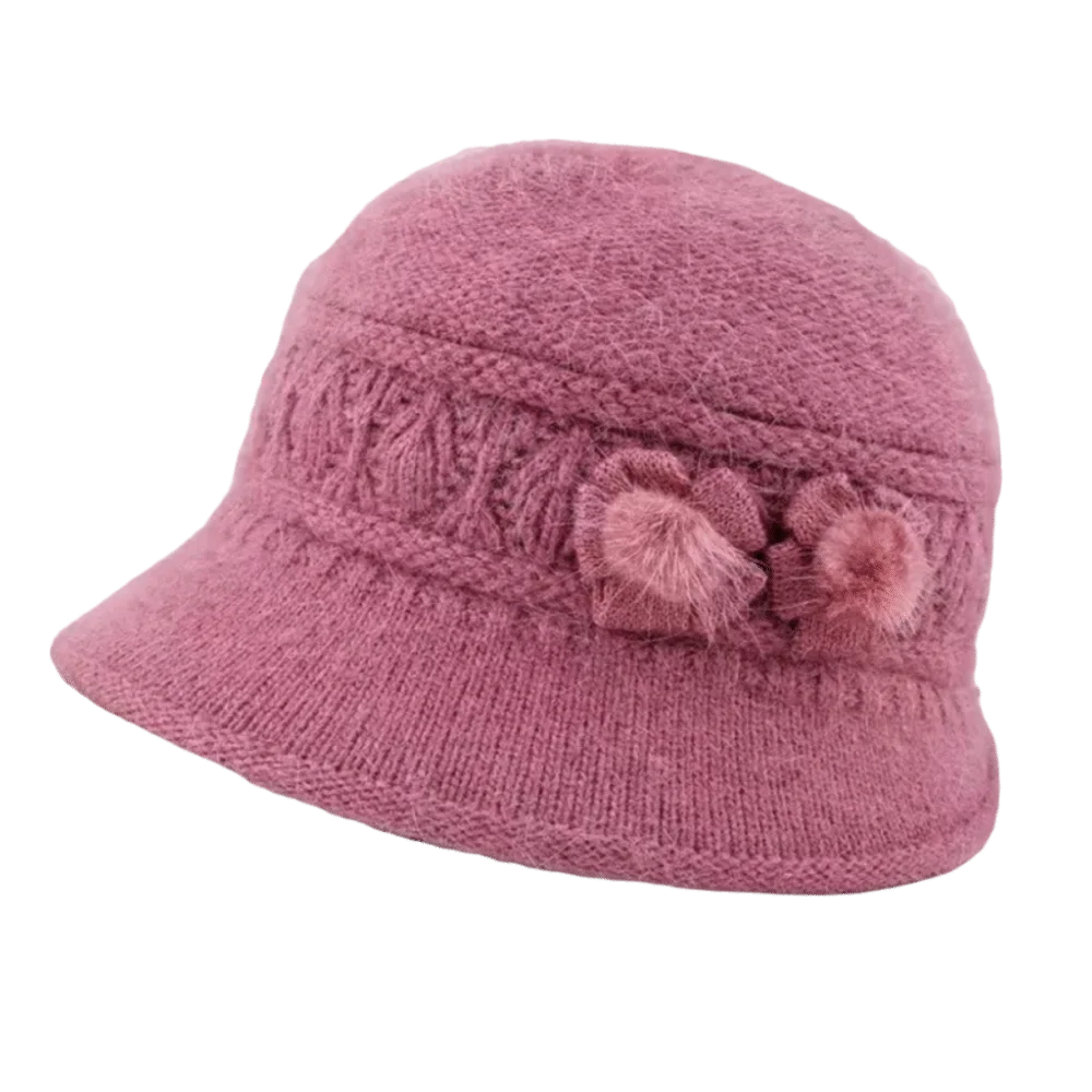 Elegant Faux Rabbit Fur Knitted Bucket Hat Thickened Warm Wide Brim Mom Hat Fleece Lined Wind Resistant Woolen Cap Daily Outdoor